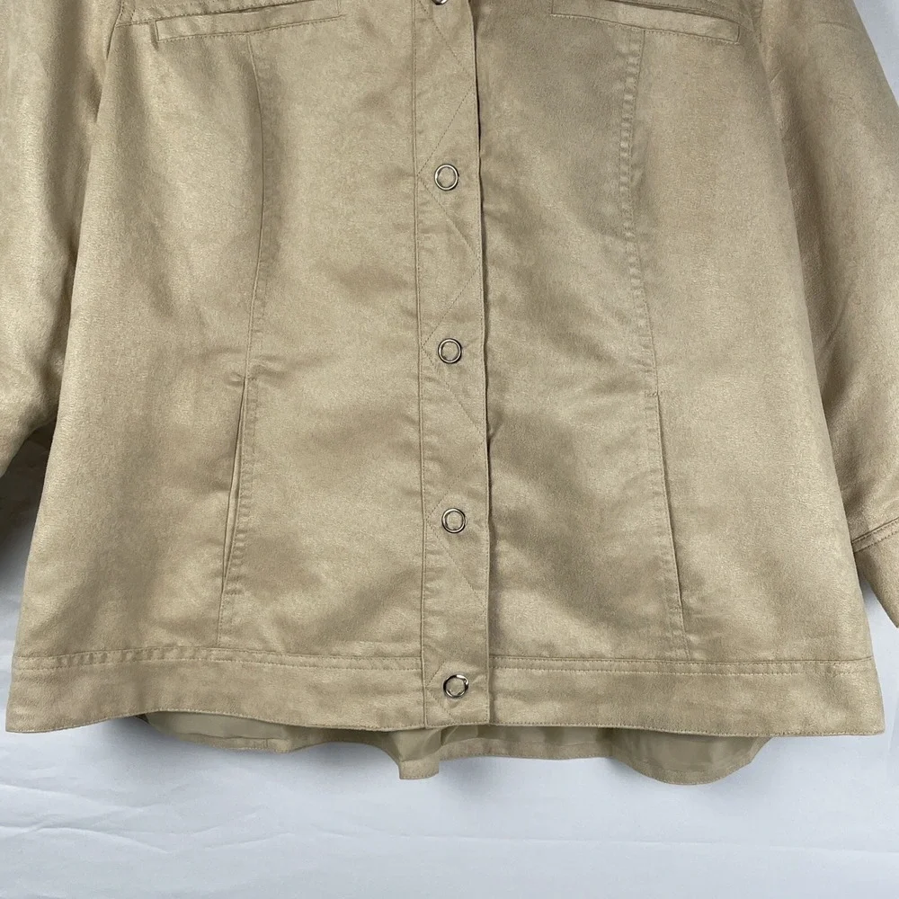 Coldwater Creek Shirt Jacket Shacket Women's Size 18W Beige‎ Snap Up Polyester